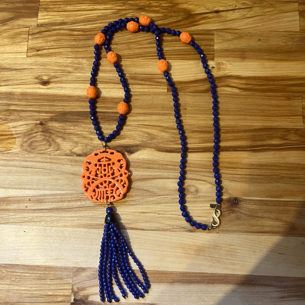 Kenneth Jay Lane Medallion Tassel Necklace